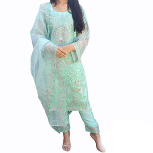 Fashionable Custom <b>Lady</b> Polyester Ruffle Maxi <b>Dress</b> Long Sleeve Embroidered Party <b>Dress</b> Pakistani/Indian Style Fashionable <b>Suit</b> - Product Image 1
