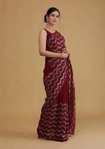 Trabajo de bordado de secuencia de alta calidad con Seroski Diamond Work Georgette Women Saree para exportar desde India - Product Image 4