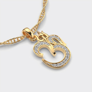 Collar con Colgante de Corazón en Oro Amarillo de Lujo con Diamantes Redondos de Corte Brillante en Trenzado, Cadena de Eslabones, Unisex, para Uso Diario - Product Image 1