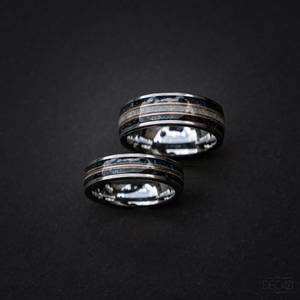 Ensemble d'anneaux de bande de couple d'opale de galaxie de luxe intemporel pour les âmes sœurs Design classique conçu IGI certifié arc-en-ciel vert feu fête - Product Image 3