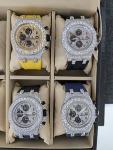 Reloj de Cuarzo con Diamantes de Moissanita Mecánico de Lujo de Alta Calidad Completamente Engastado con Correa de Cuero para Hombre y Mujer, Mejores Precios - Product Image 2