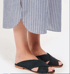 Chaussures marocaines faites à la main en raphia naturel, et semelles en cuir véritable - Product Image 1