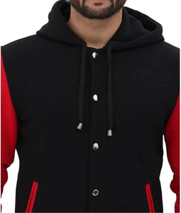 Skyler Men's <b>Waterproof</b> Quilted Varsity <b>Jacket</b> <b>Red</b> Black Casual Autumn Regular Fit Polyester Cotton Shell Zipper Closure - Product Image 2