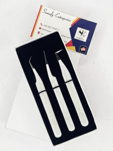 Pince à cils de volume en acier inoxydable droite à 90-45 degrés les mieux notés Isolation de la pointe en fibre enduite de caoutchouc Cils durables - Product Image 4