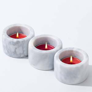 Juego de 3 portavelas de mármol negro hecho a mano, contenedor de velas votivas y soporte de Pilar, tarros de linterna de piedra decorativa - Product Image 3