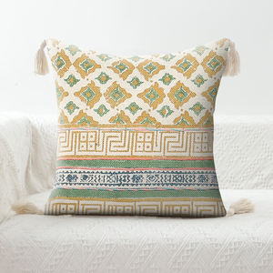 Fundas de cojines de estilo Rajasthani de algodón 100%, almohadas bordadas con patrón Floral geométrico moderno para la decoración de la sala de estar del hogar - Product Image 1