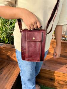 กระเป๋าสะพายข้างหนังแท้ใหม่มีหลายช่องและที่ใส่โทรศัพท์มือถือแบบเย็บด้วยมือกระเป๋าสะพายไหล่หนังสำหรับทุกเพศ - Product Image 2