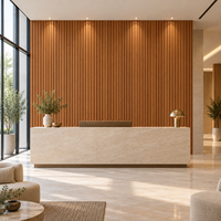 Panneau mural rainuré WPC creux imperméable WYRAX avec motif feuillage pour extérieur, salle de sport et fond de télévision de salon
