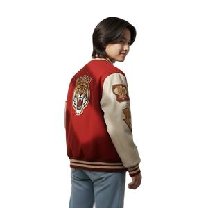 Chaqueta Varsity Bordada con Tigre Rojo Vintage de Alta Calidad Personalizada, Chaqueta Bomber Unisex para Hombre, Ropa de Calle con Parches y Letras - Product Image 6
