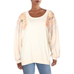 Camicia da donna Free People Feelin' IT Patch in colore arancione corallo con motivo leopardato ricamato, disponibile nelle taglie XL e 3XL, ideale per l'ufficio e occasioni formali. - Product Image 1