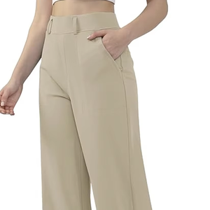 Pantalones de Vestir Anchos y Rectos para Mujer, Estilo Casual de Negocios, con Bolsillos, Nueva Llegada - Product Image 1