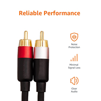 2x Cinch-Stecker auf 2x Cinch-Stecker Subwoofer-Kabel, geschirmt mit PVC-Mantel und Folien-/Geflechtabschirmung, für Monitor- und Projektoranwendungen – 4K, vergoldet, kundenspezifische Marke