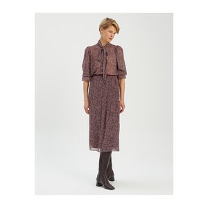 Blusa de Gasa Estampada con Cuello Tipo Pañuelo para Mujer, Elegante y a la Moda, Turquía - Product Image 1