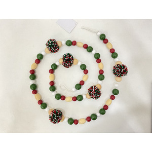 <b>Christmas</b> Decorative Wooden Beads 6 Ft <b>Garland</b> Customized Shape Made in India - Product Image 1
