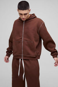 Ensemble de survêtement pour homme de haute qualité, design personnalisé, marron, motif uni, pour la saison hivernale, fabriqué au Pakistan, prix de gros, tenue coordonnée - Product Image 3