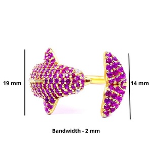 Diseñador de Plata de Ley 925 chapado en oro rubí piedra preciosa mujeres atractivas usan anillos de delfín ajustables - Product Image 2