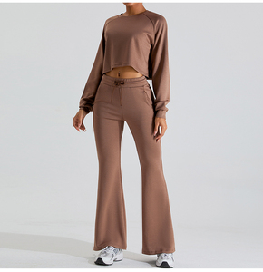 Ensemble survêtement personnalisé pour femmes 2025, deux pièces, sweat-shirt à capuche zippé court, pantalon droit, survêtement personnalisé avec logo, survêtement pour femmes - Product Image 1