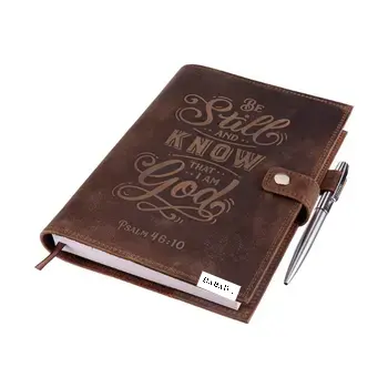 Refillable Leather Journal Lined Notebook 46v10 Embossed Bible Verse Vintage Handmade Leather Notebook & Pen