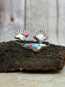 Fait à la main en argent Sterling barbe à papa Turquoise taureau collier Unique bijoux occidentaux pour les femmes tenue élégante - Product Image 5
