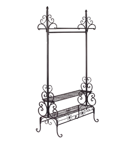 Support mural suspendu pour plantes en fer fait à la main avec pot de fleurs de qualité supérieure de couleur noire pour une utilisation en jardin - Product Image 4