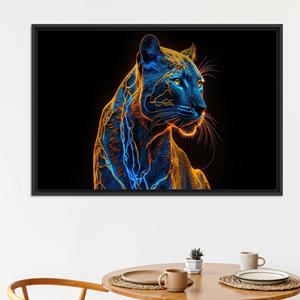 Stunning Surreal Panther Canvas Print: Modern Animal Artwork,BLACK <b>FRAMED</b> CANVAS - Product Image 1