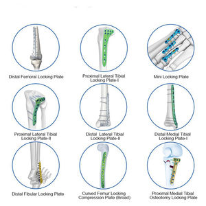 Plaque de fixation tibiale 3,5 mm, vis de fixation proximale distale médiale latérale, manuelle, en acier inoxydable et en titane - Product Image 5