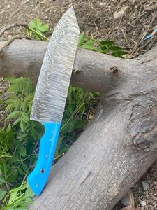 Nuevo juego de cuchillos de Chef de acero de Damasco hechos a mano en patrón de fuego con Funda de cuero de vaca estilo Vintage ambidiestro ecológico - Product Image 3