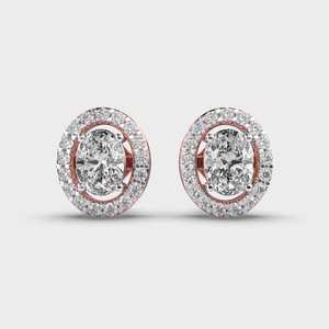 7*5 Mm Flottant Halo Oval Cut Lab Grown Diamond Boucles d'oreilles 14k Solid Gold Charm Push Back Boucles d'oreilles à breloques pour femmes - Product Image 5
