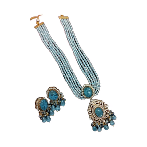 Matt Gold Plated Brass Zircon Designer Polki Necklace <b>Set</b> with Earrings <b>Bridal</b> <b>Jewelry</b> for Wedding & Party Celebration - Product Image 1