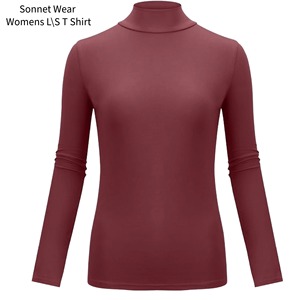 Women's Long Sleeve Butterfly Sleeve <b>Mock</b> <b>Neck</b> <b>Tops</b> Casual Soft Slim Fitted Lightweight Polyester/Cotton Garment Dyed - Product Image 1