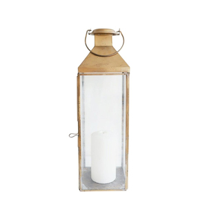 Farol de Metal de Latón de Último Diseño, Acabado Dorado, Diseño Moderno, Decoración Navideña Ecológica para el Hogar, de Vidrio para Colgar o de Sobremesa - Product Image 1