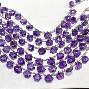 Perles Briolette en forme de pentagone à facettes en améthyste violette naturelle perles en vrac coupées fantaisie pour la fabrication de bijoux - Product Image 2