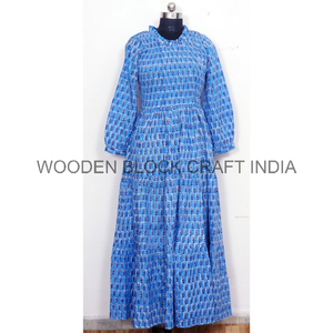 Robe d'été en coton mi-longue lavable écologique pour les vacances, les fêtes, robe indienne faite à la main, imprimé bohème, pour femmes, à fleurs - Product Image 6