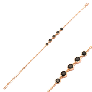 สีดําหิน CZ สร้อยข้อมือ Charm เครื่องประดับทําด้วยมือตุรกีขายส่ง Handmade 925 เงินสเตอร์ลิงทรงกลมเรขาคณิต - Product Image 6