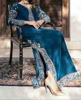 Gaun Salwar Kameez Pakistan yang Elegan, Gaun Beludru Berkualitas Premium dengan Hiasan Manik-manik Cantik Buatan Tangan