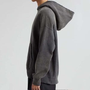 Alta calidad personalizada de gran tamaño hombros caídos bolsillo algodón polar hombres sudaderas con capucha transpirables lavado ácido sudaderas básicas - Product Image 3
