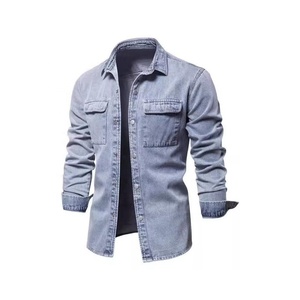 <b>Men</b> Denim Shirt <b>Jacket</b> Cotton <b>Utility</b> Over Shirt Button Down Casual Workwear Layering Shirt Oem Custom Wholesale Supplier <b>Jacket</b> - Product Image 2
