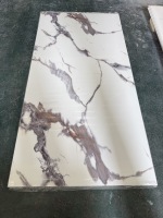 Panel de Pared de PVC Moderno con Diseño Abstracto de Mármol Azul Grisáceo MORLENX, Lámina de Mármol UV para Decoración de Interiores