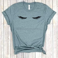 Vente en gros de t-shirt en coton avec étiquette personnalisée pour cils, Logo imprimé pour femmes