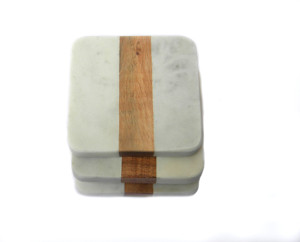 Beverage Use <b>Wood</b> Marble Coaster Set Combination 4 Pcs - Product Image 3