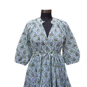 Vestido Formal Vintage Hecho a Mano en India, 100% Algodón, Estampado Floral, Regalo para Novia, Personalizado, Moda Femenina India - Product Image 3