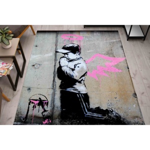 Tapis imprimé Graffiti Banksy Angel Boy : Décoration d'intérieur d'art moderne, avec tapis à poils doux - Product Image 2