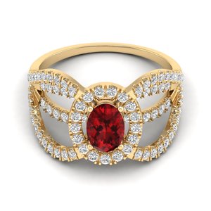 REYES Luxury 14K Solid <b>Gold</b> IGI Certified Diamond Engagement <b>Ring</b> For Women Oval Cut 0.75 <b>Carat</b> Garnet Gemstone Jewelry - Product Image 1