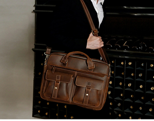 Leather Laptop Messenger Classic Shoulder Bag Protective Durable Portable Large Capacity Office Use - Product Image 1