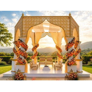 Mandap Gazebo de Luxe Moderne et Léger en Fibre avec Motifs Jaali Élégants pour Mariages en Plein Air et Événements de Destinations – Vente en Gros - Product Image 1