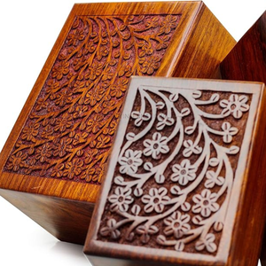Urne en bois gravée faite à la main pour cendres humaines 250lbs adulte mâle femelle Satin sac colibri urnes de crémation boîte - Product Image 4