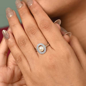 Anillos de Plata de Ley 925 de Primera Calidad para Mujer, Chapados en Rodio con Circonita y Perla para Bodas - Product Image 4