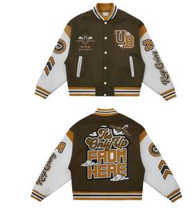Veste de baseball rétro vintage unisexe 2026, veste courte de style universitaire, logo personnalisé brodé, chenille américaine, veste courte rétro pour femmes - Product Image 1