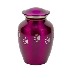 Urna de cerámica para cremación de mascotas, urnas funerarias de aluminio para mascotas, venta al por mayor, urna de Metal de alta calidad con huellas de patas de forma redonda - Product Image 6