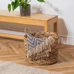 Ensemble de 3 paniers ronds en jonc de mer avec accents noirs, paniers de rangement faits à la main, vente en gros, écologiques, fabriqués au Vietnam - Product Image 5
